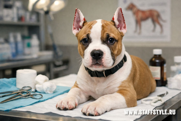 Купирование ушей амстаффа: возраст, формы, риски и правда без прикрас